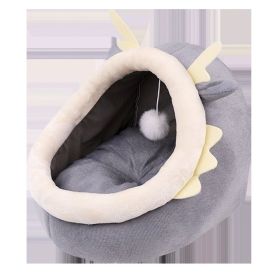Cat Nest Semi-enclosed Winter Warm Pet Cat Nest Kittens (Option: S-Gray)