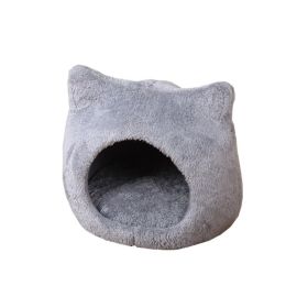 Cute Cat Head Thickened Double-sided Fleece Pad Removable And Washable  House (Option: Grey-M)