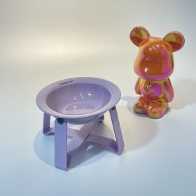 Ceramic Cat Bowl Cat Iron Frame High Leg Tableware Combination Fairy Dining Rack Cat Food Holder (Option: Purple Bowl)
