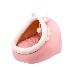 Cat Nest Semi-enclosed Winter Warm Pet Cat Nest Kittens (Option: S-Pink)