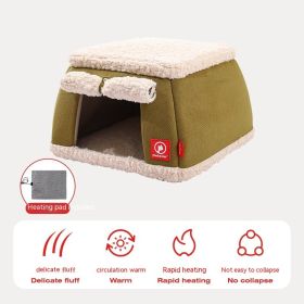 Winter Thermal Electric Heating Cat House Heating Puppy Kittens Closed House (Option: Green-45x45x27CM)