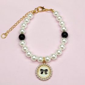 Pet Necklace Cat Bell Ornament Christmas Product (Option: Black And White Round Card-M Code)