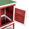 Wooden Rabbit Hutch with Pull Out Tray, Weatherproof 2-Tier Bunny Run Cage, Outdoor Animal Enclosure for Multiple Pets