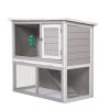 Wooden Rabbit Hutch with Pull Out Tray, Weatherproof 2-Tier Bunny Run Cage, Outdoor Animal Enclosure for Multiple Pets