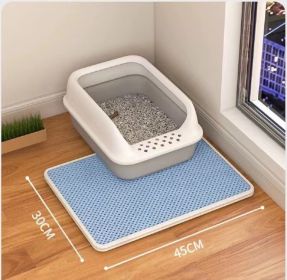 Cat Litter Mat Double Layer Filter Anti-bring Out (Option: Sky Blue-55x75)