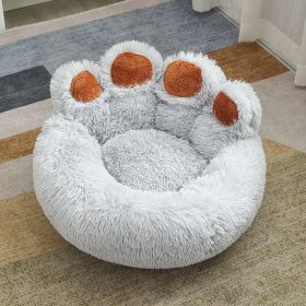 Plush Cathouse Doghouse Pet Bed Winter Warm Hand-shaped Brush Pet (Option: Light Gray-60cm)