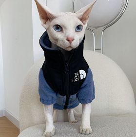 Hairless Cat Clothes Warm Pet Cat Clothes (Option: Sapphire Blue-3XL)