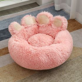 Plush Cathouse Doghouse Pet Bed Winter Warm Hand-shaped Brush Pet (Option: Pink Color-70cm)